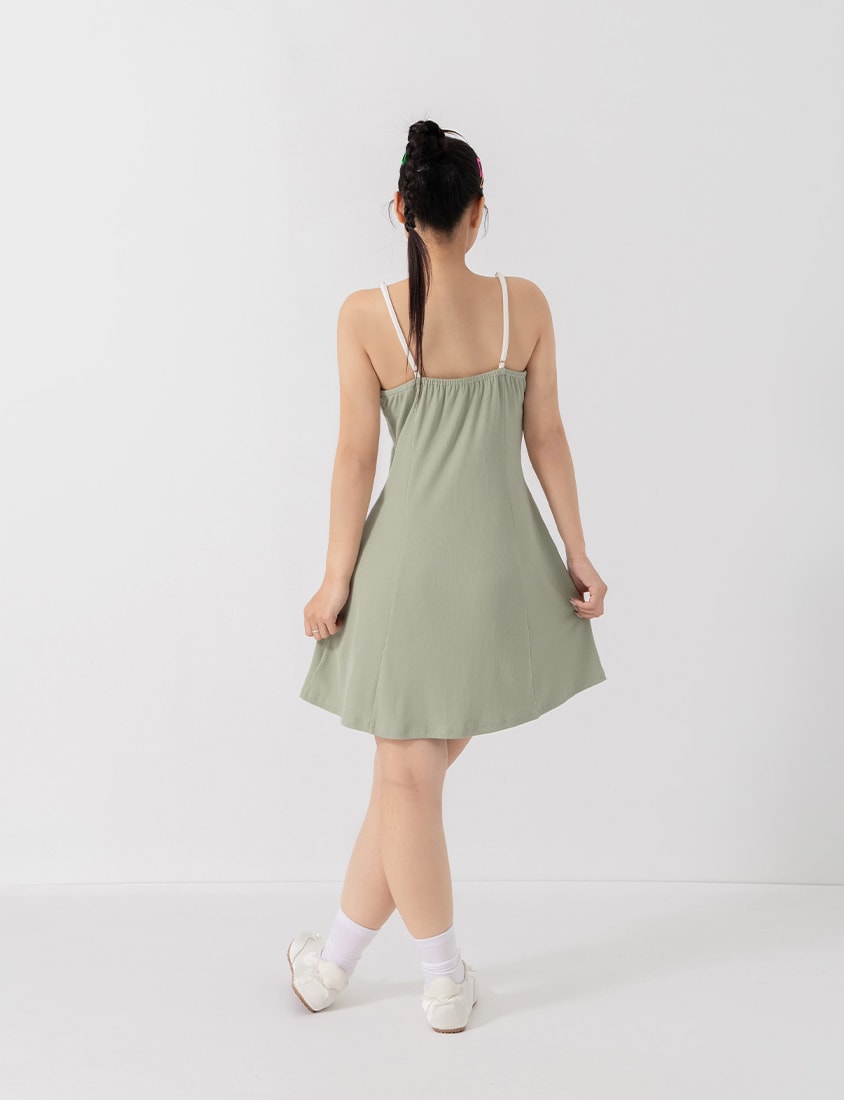 Slim Fit Ribbed V-Neck Letter Print Plus Size Mini Dress