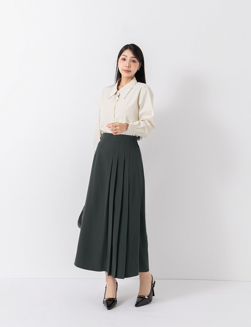 MISS. Tailored Pleated Suit Plus Size Maxi Skirt