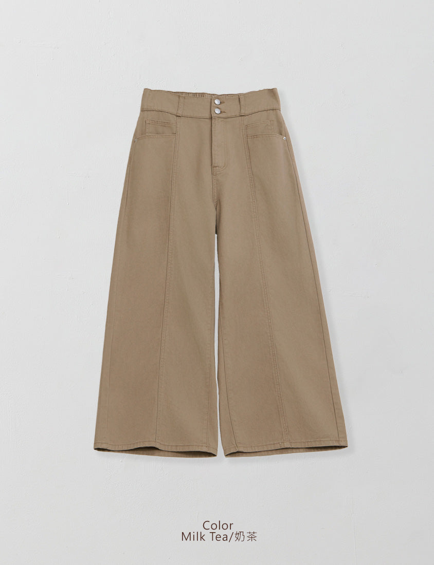 Apple-Shaped Friendly! Perfect Fit Twill Cotton Plus Size Wide Pants