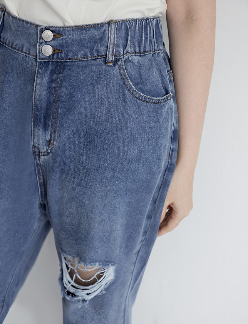 Cooling Lyocell Slimming Plus Size Boyfriend Jeans