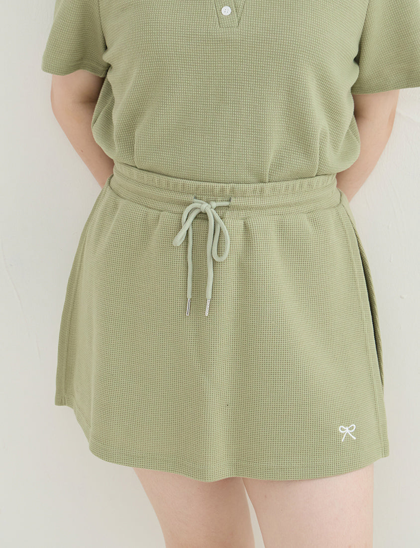 Waffle Knit Butterfly Embroidered Plus Size Skort