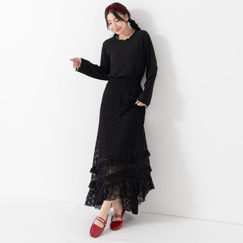 Romantic Floral Lace Tiered Plus Size Maxi Skirt