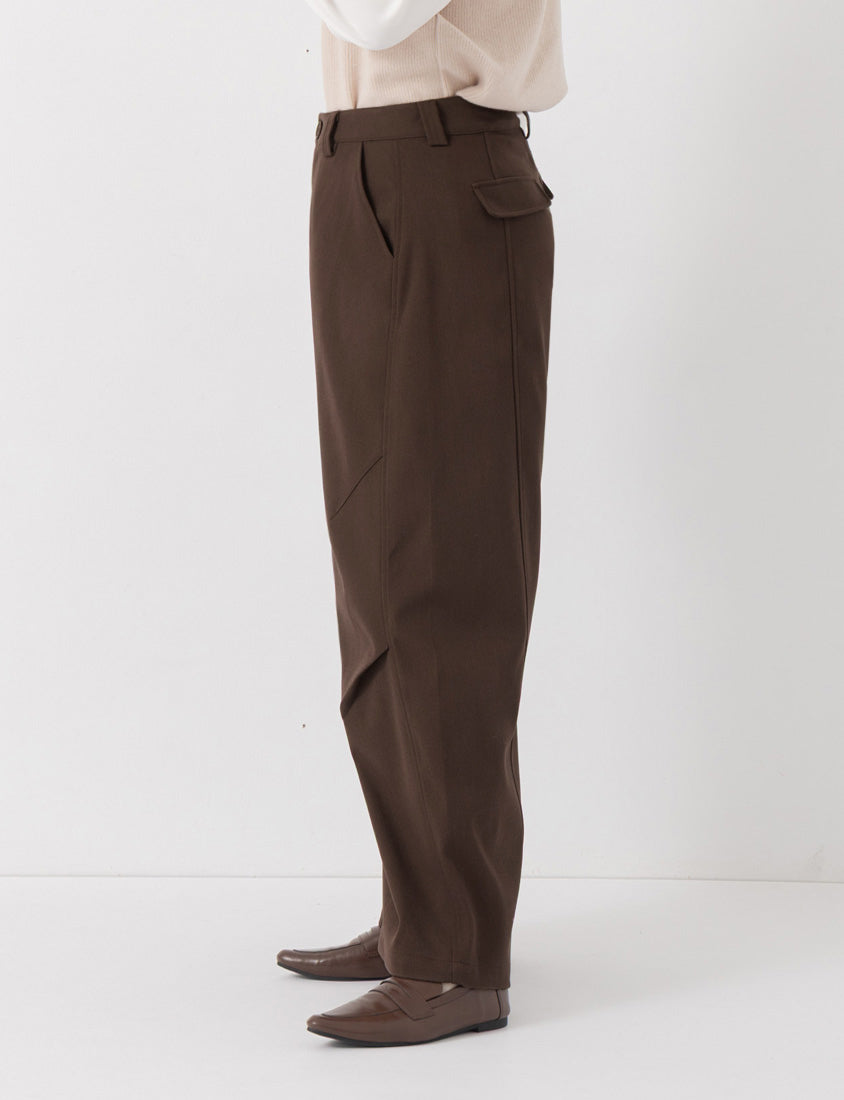 Elastic-Back Curved-Leg Plus Size Trousers
