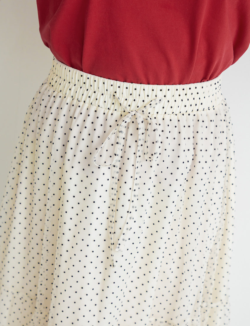 Romantic Polka Dot Tulle Tiered Plus Size Maxi Skirt