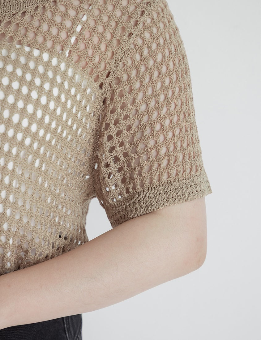 Summer Hollow Knit Short Sleeve Plus Size Top