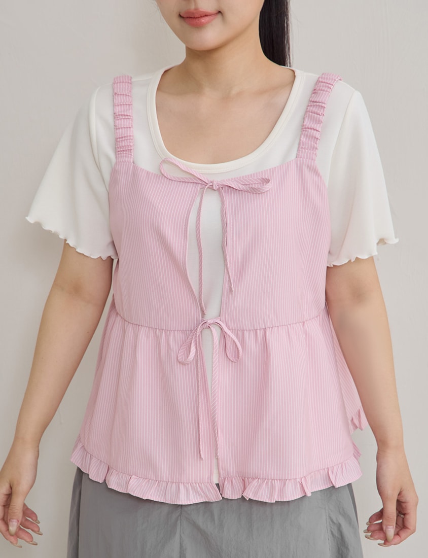 Sweet Stripe Tie-Front Plus Size Layering Vest