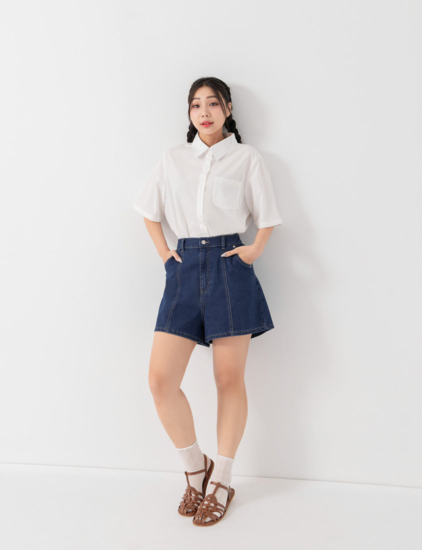 Pear-Shaped Friendly! Perfect Fit Slim Fit A-Line Plus Size Denim Shorts