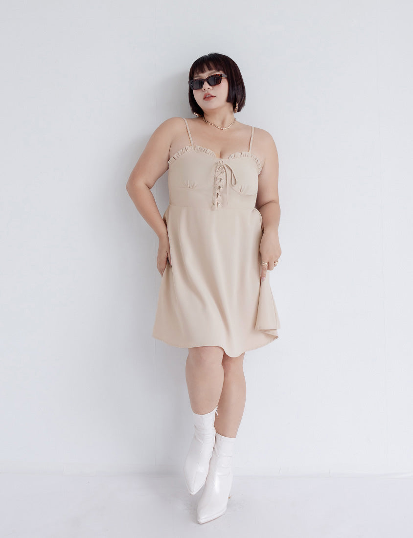 MUA! Ruffle Corset Adjustable Plus Size Mini Dress