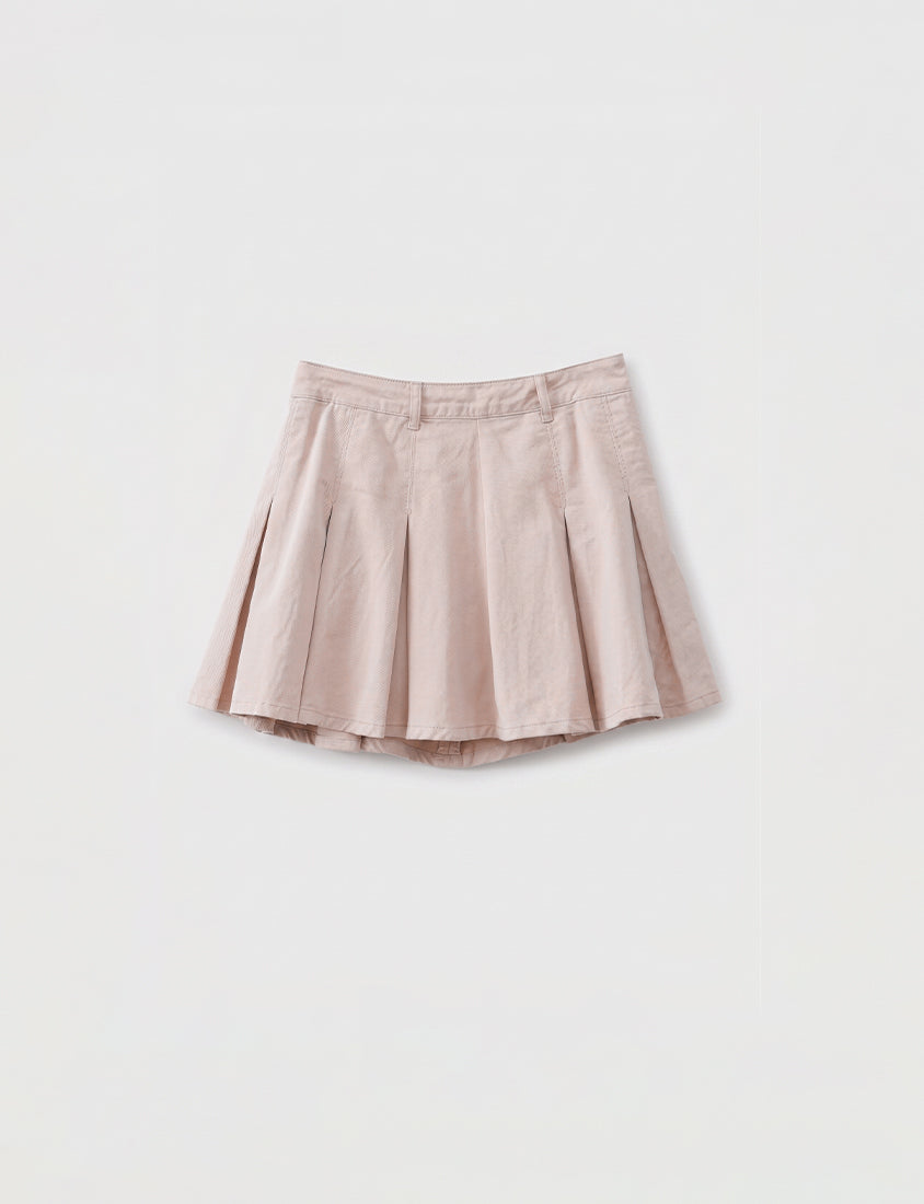 Sweet Summer Twill Pleated Plus Size Mini Skirt