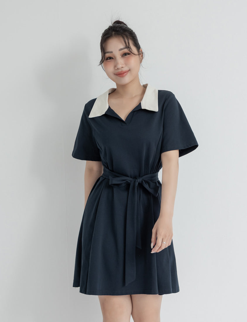 Instant Icy Cooling Collar Plus Size Mini Dress (With Waist Belt)