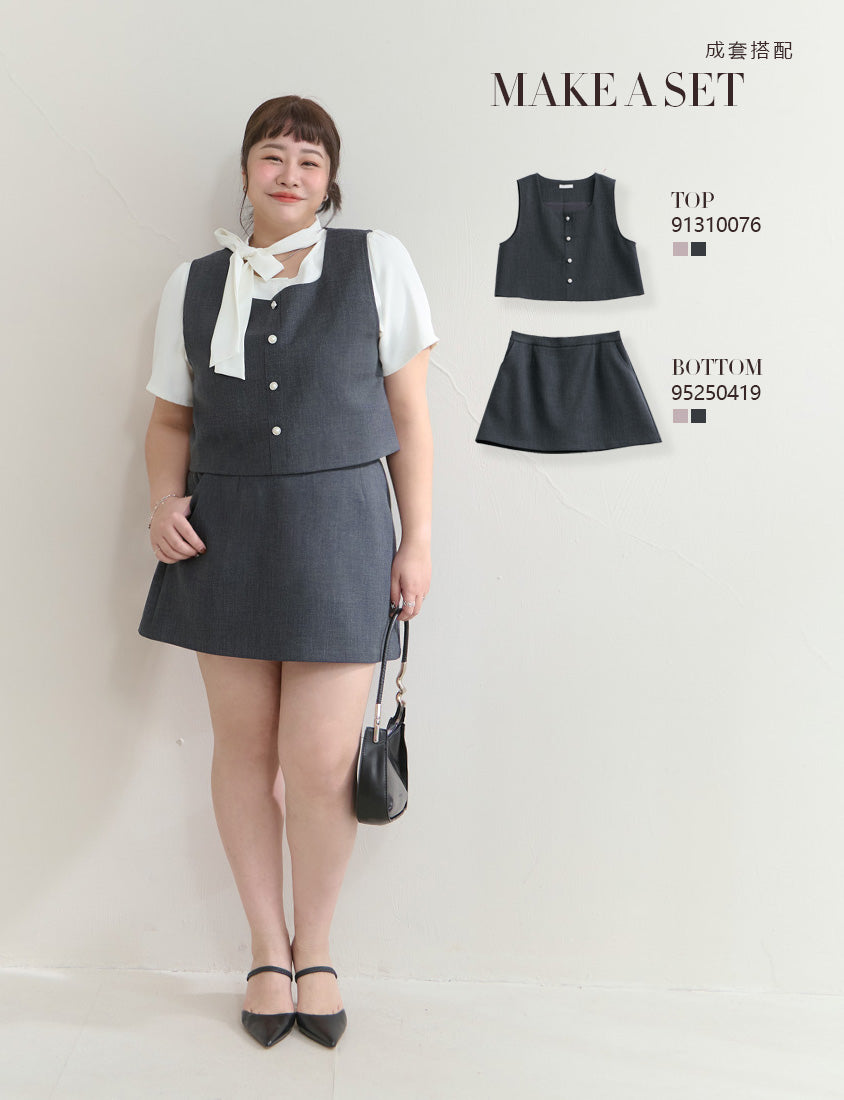 MISS. Korean Style Pearl Button Plus Size Tailored Vest