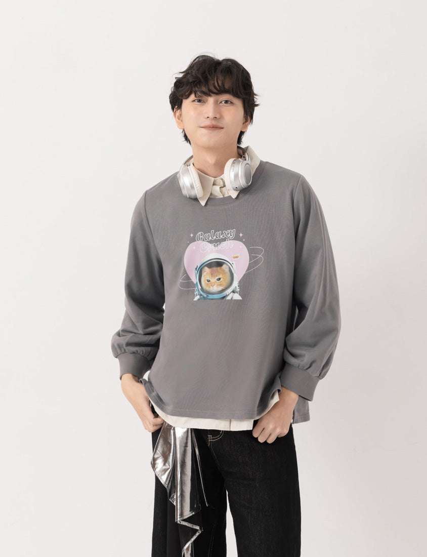 Spacesuit Cover Cat Graphic Plus Size Sweater (Unisex) (MIND.A.DAY Collaboration)