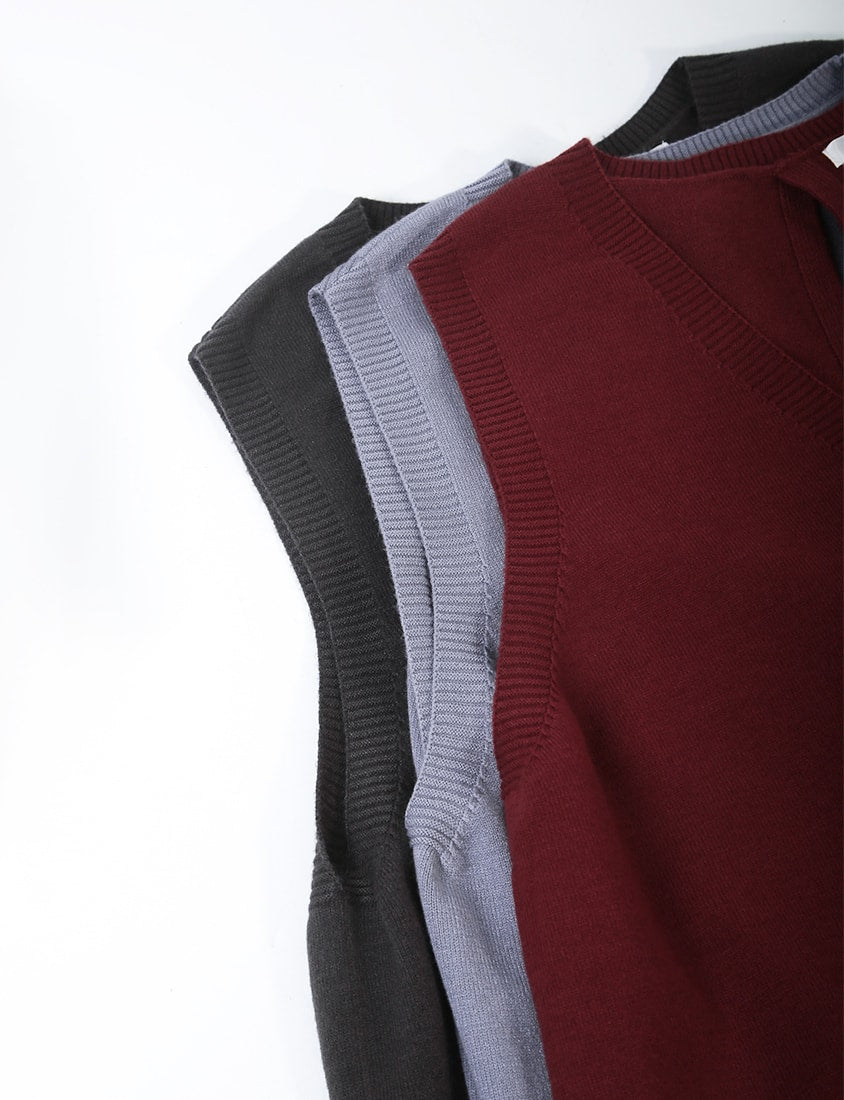 Layer Essential V-Neck Back Tie Plus Size Knit Vest