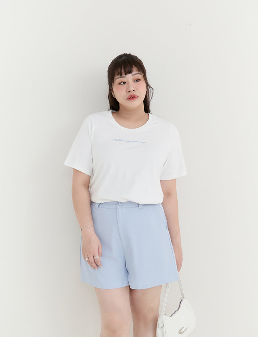 MISS. Elegant Contrast Letter Print Plus Size Tee