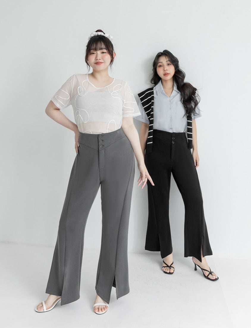 Japanese Style Wavy Line Sheer Textured Plus Size Top