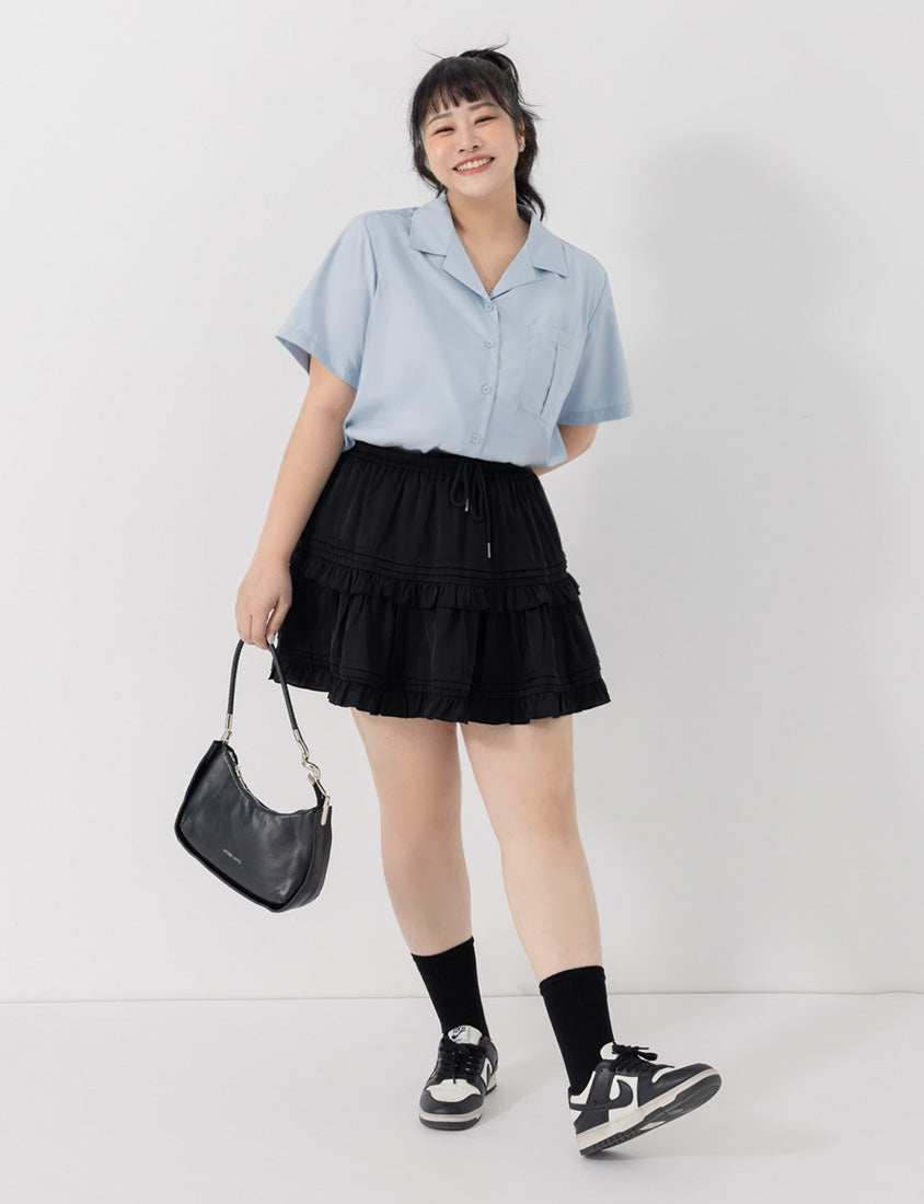 Sweet Tiered Puffy Plus Size Mini Skirt