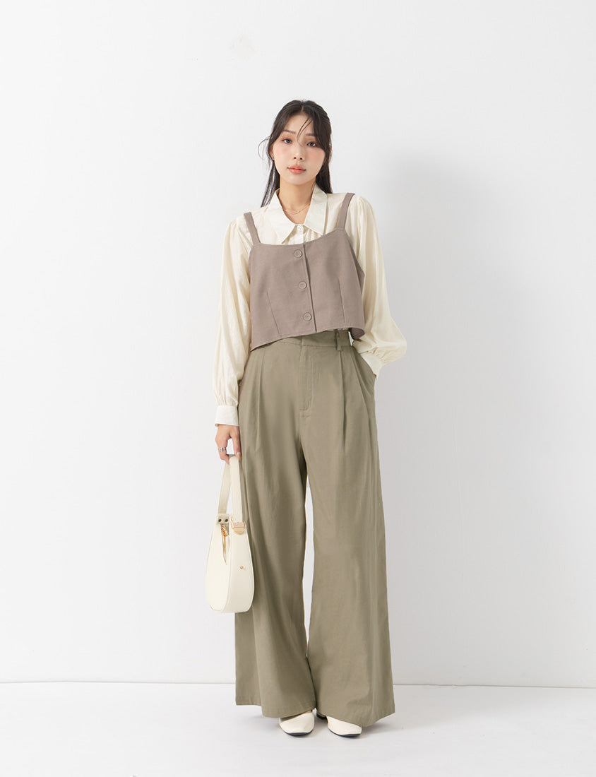 MISS. Elegant Suit Vest Faux Two Piece Plus Size Shirt