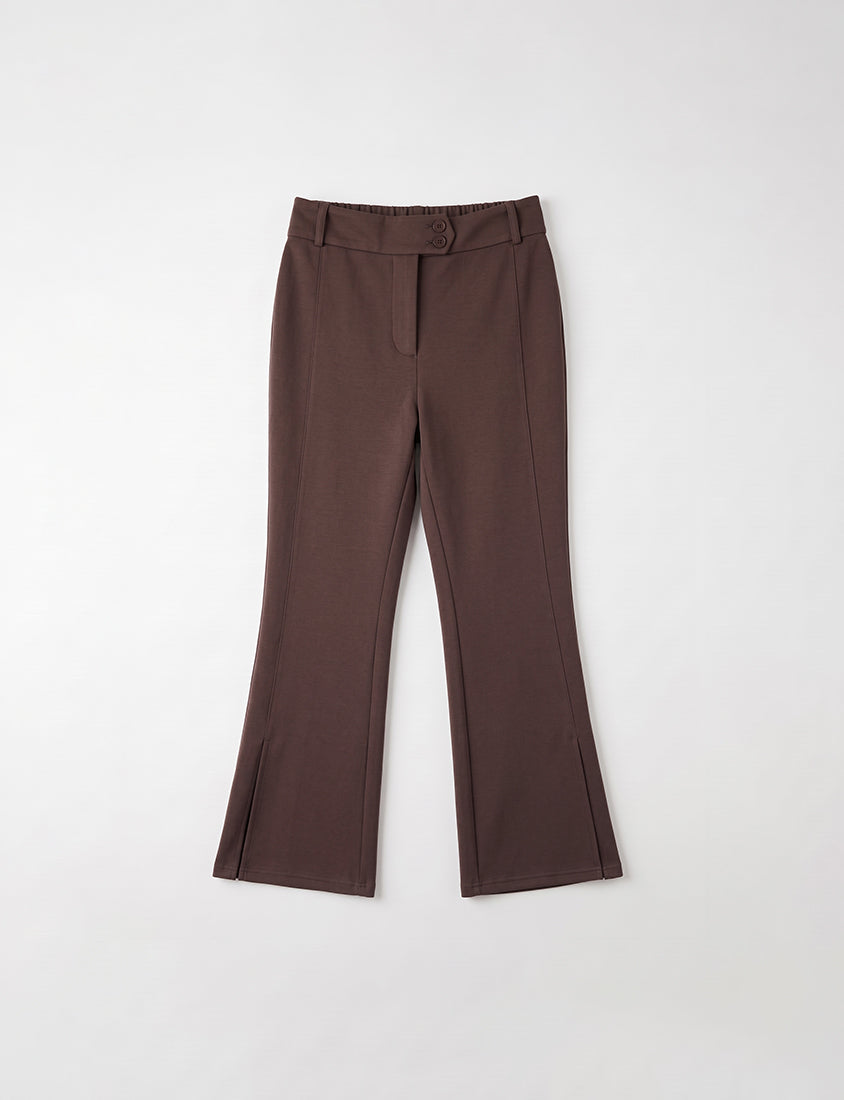 QQ Yogurt Touch Cotton Asymmetric Double-Button Plus Size Flare Pants