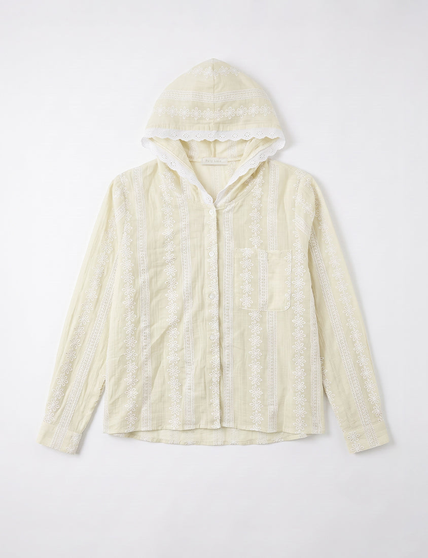 Japanese Style Semi-Sheer Lace Hooded Plus Size Jacket
