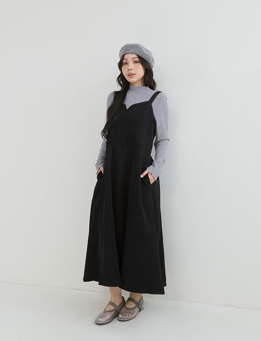 Soft Brushed V-Neckline Slim Fit Plus Size Cami Dress