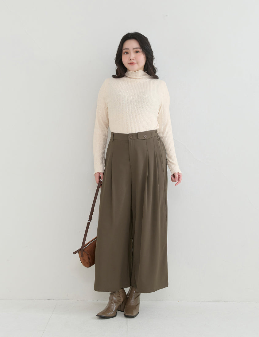 Soft Cable Knit Ribbed Rolled Edges Long Sleeve Plus Size Top