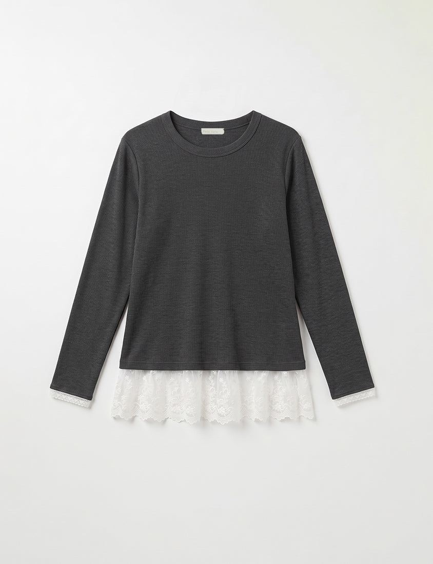 Layering Essential Lace Panel Knit Plus Size Top