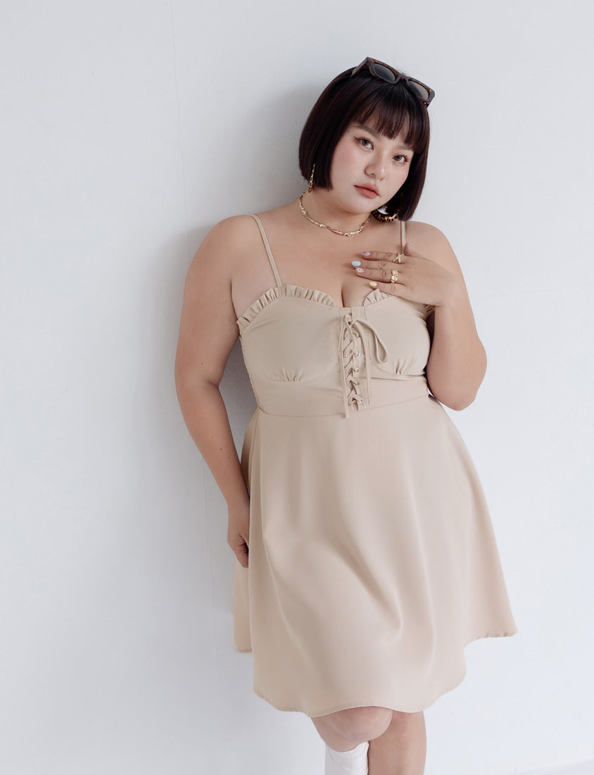 MUA! Ruffle Corset Adjustable Plus Size Mini Dress