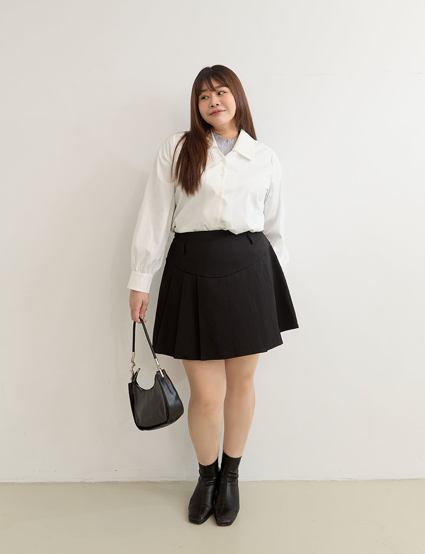 MISS. Elegant V-Neck Plus Size Puff Sleeve Blouse