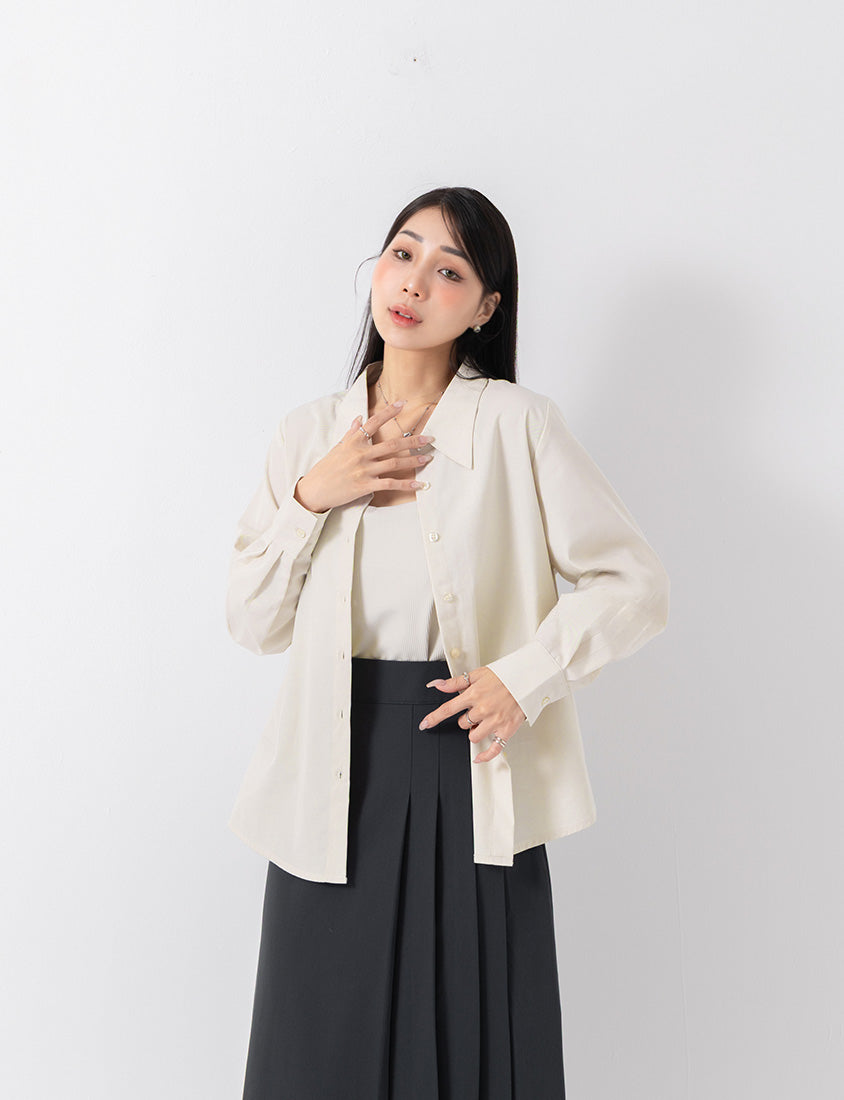 MISS. Minimal Breathable Lyocell Long Sleeve Plus Size Shirt