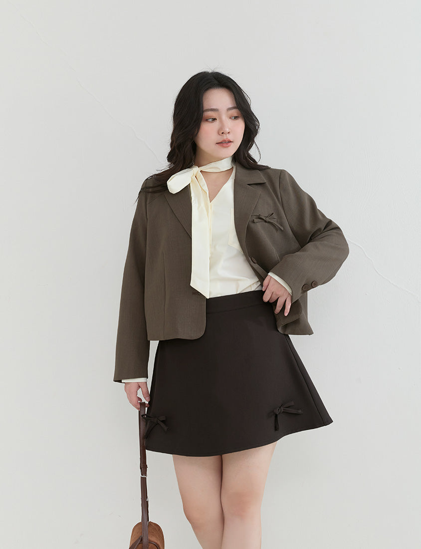 Korean Style Preppy Cropped Plus Size Blazer