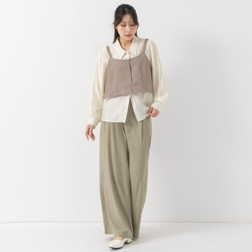 MISS. Elegant Suit Vest Faux Two Piece Plus Size Shirt