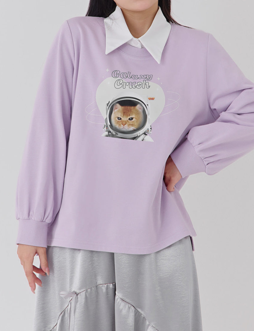 Spacesuit Cover Cat Graphic Plus Size Sweater (Unisex) (MIND.A.DAY Collaboration)