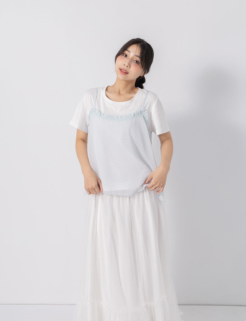 Two-Piece Cute Polka Dot Cami Top Plus Size Set