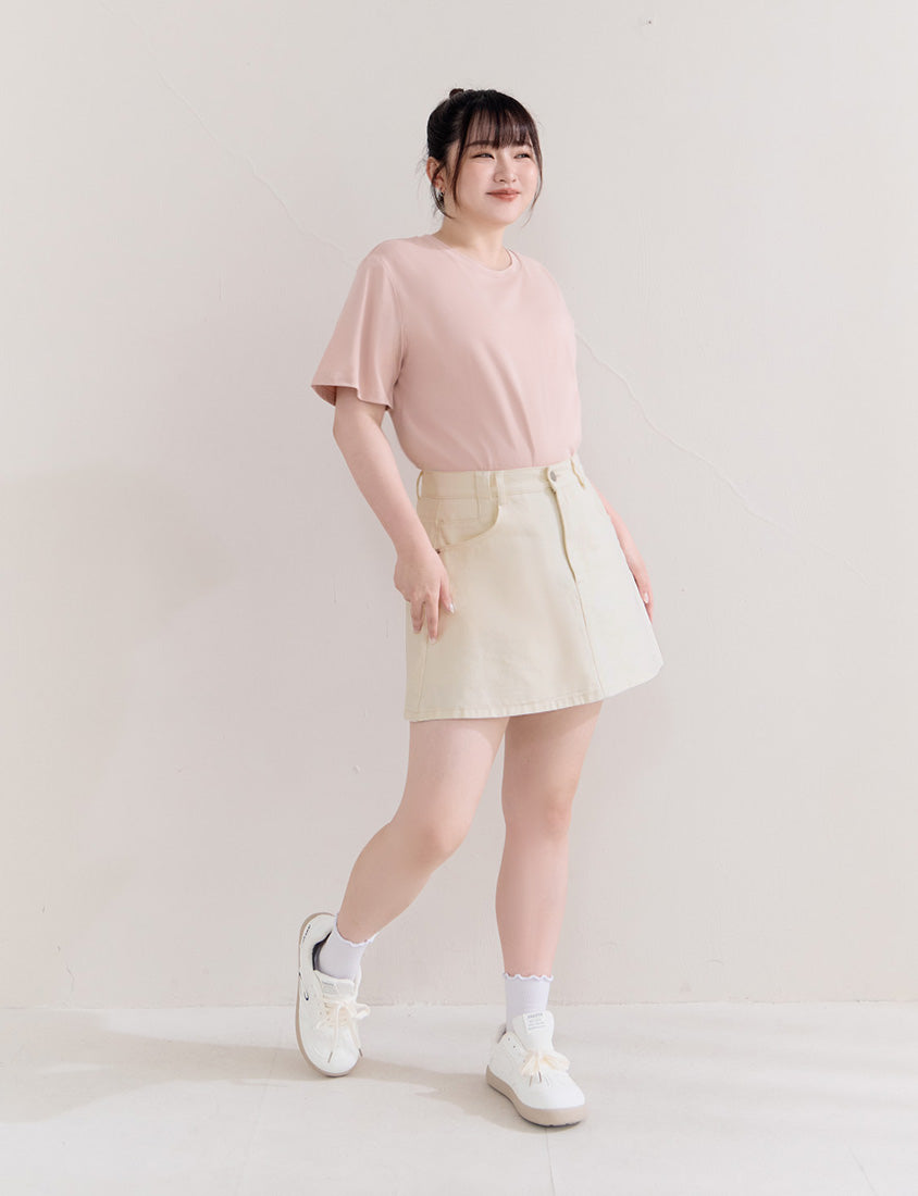 Casual Twill Cotton A-Line Plus Size Mini Skirt