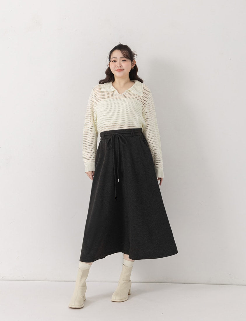 Anti-Pilling Cutout Hollow Collar Plus Size Knit Top