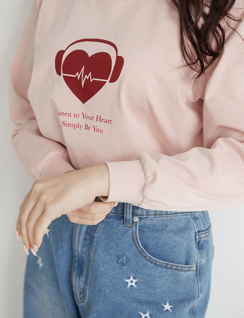 10th Anniversary Heartbeat Graphic Print Plus Size Sweatshirt