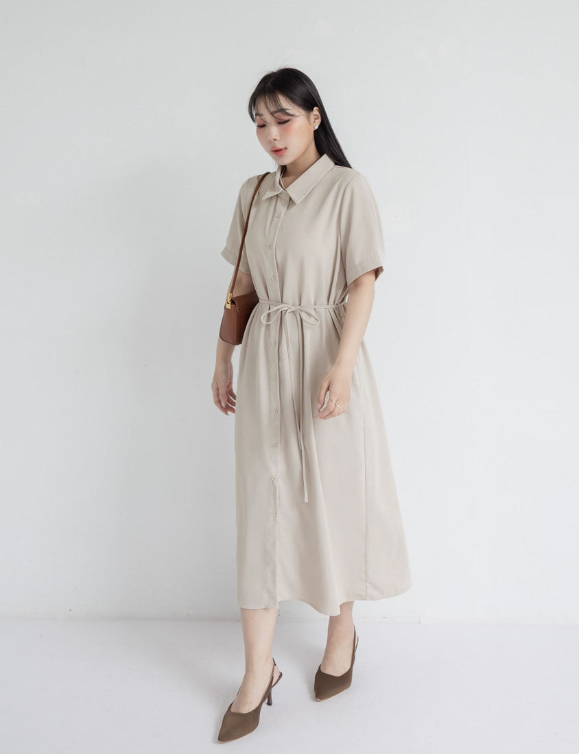 MISS. Minimal Shirt Plus Size Maxi Dress (With Belt)