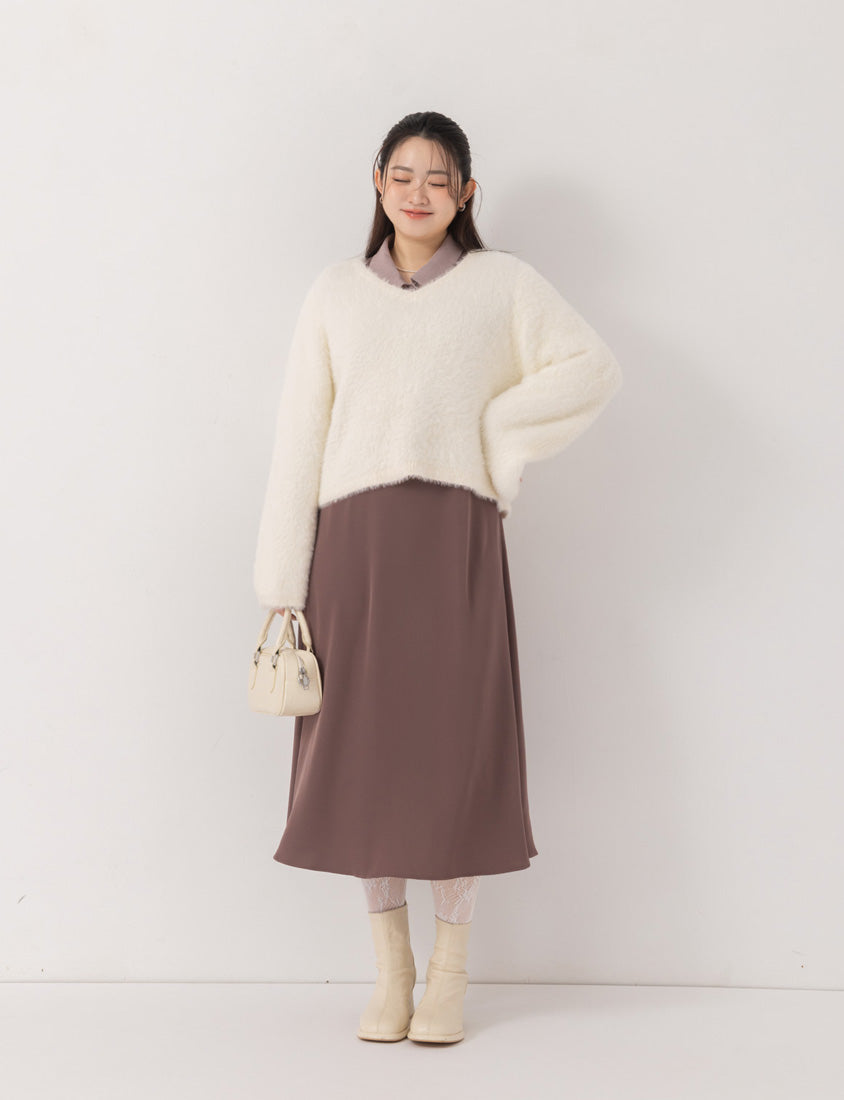 MISS. Elegant Faux Layered Cross-Pleated Plus Size Maxi Dress