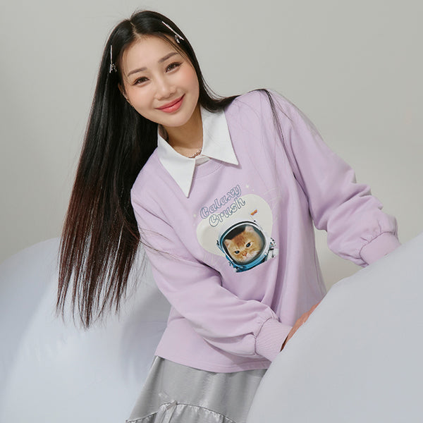 Spacesuit Cover Cat Graphic Plus Size Sweater (Unisex) (MIND.A.DAY Collaboration)