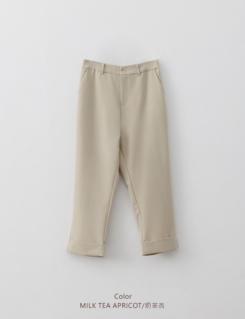 MISS. Boyfriend Style Cropped Cuffed Plus Size Tailored Pants