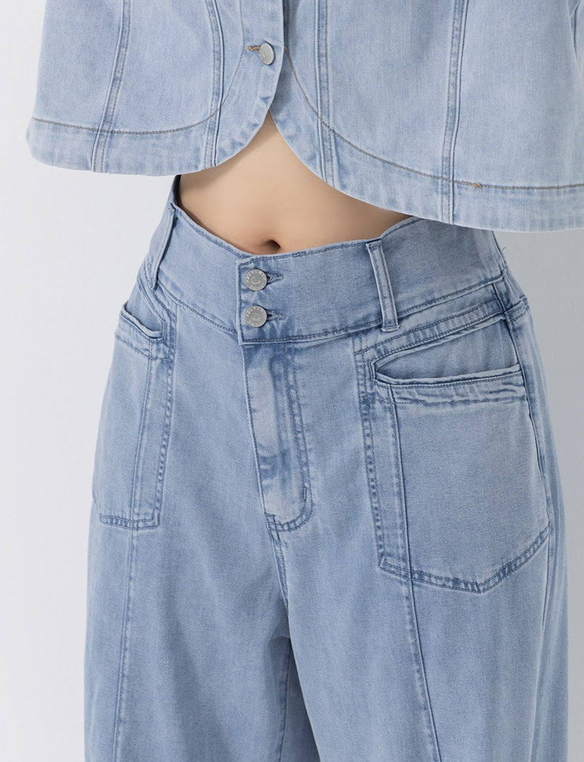 Lightweight Cloud Denim Zero-Restriction Plus Size Jeans (Short)