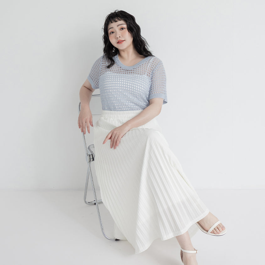 Summer Hollow Knit Short Sleeve Plus Size Top