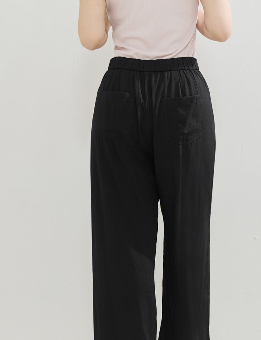 Lightweight Linen-Blend Plus Size Drawstring Pants