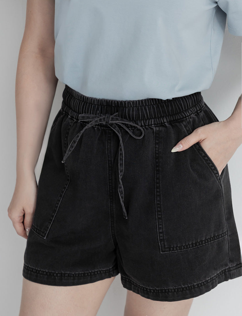 Cooling Soft Drawstring Plus Size Denim Shorts