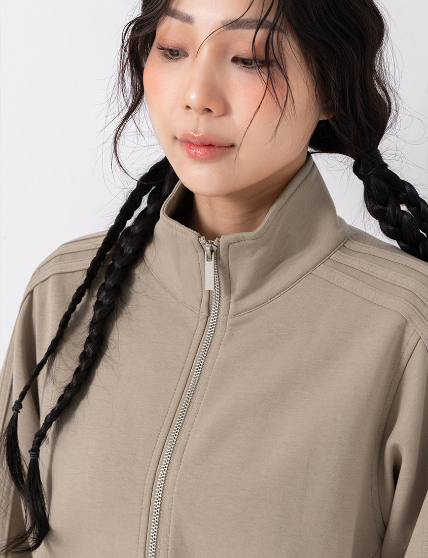 Webbing Contrast Cloud Cotton Cropped Plus Size Jacket