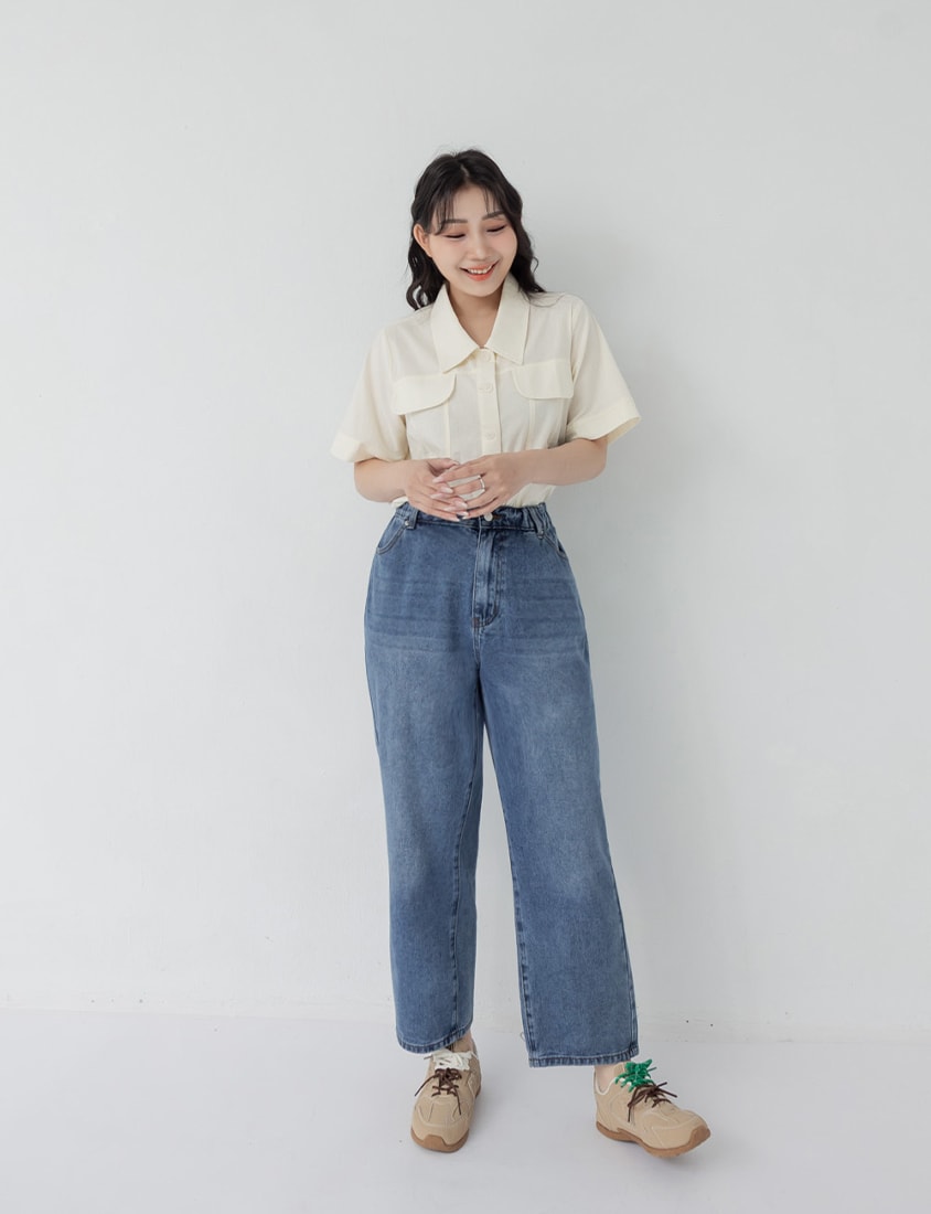 Spring Cotton Linen Stitch Plus Size Short Sleeve Shirt