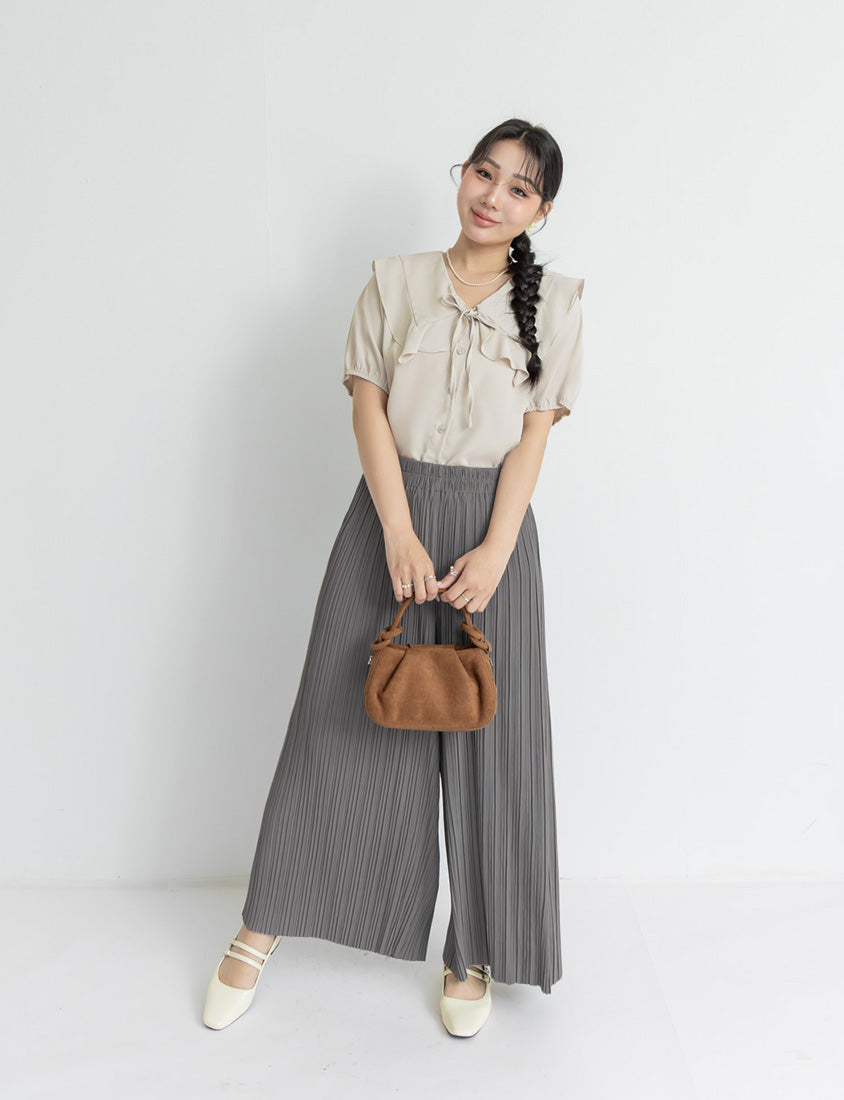MISS. Ruffle Collar Chiffon Plus Size Shirt