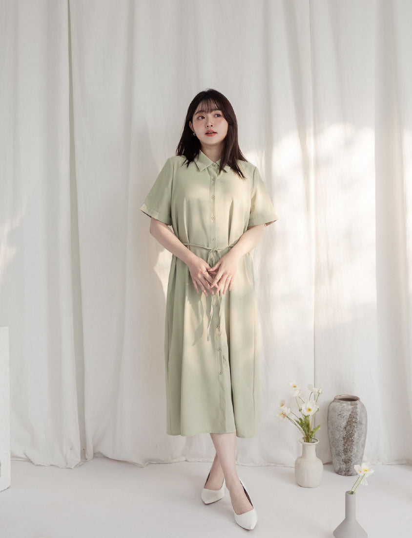 MISS. Minimal Shirt Plus Size Maxi Dress (With Belt)