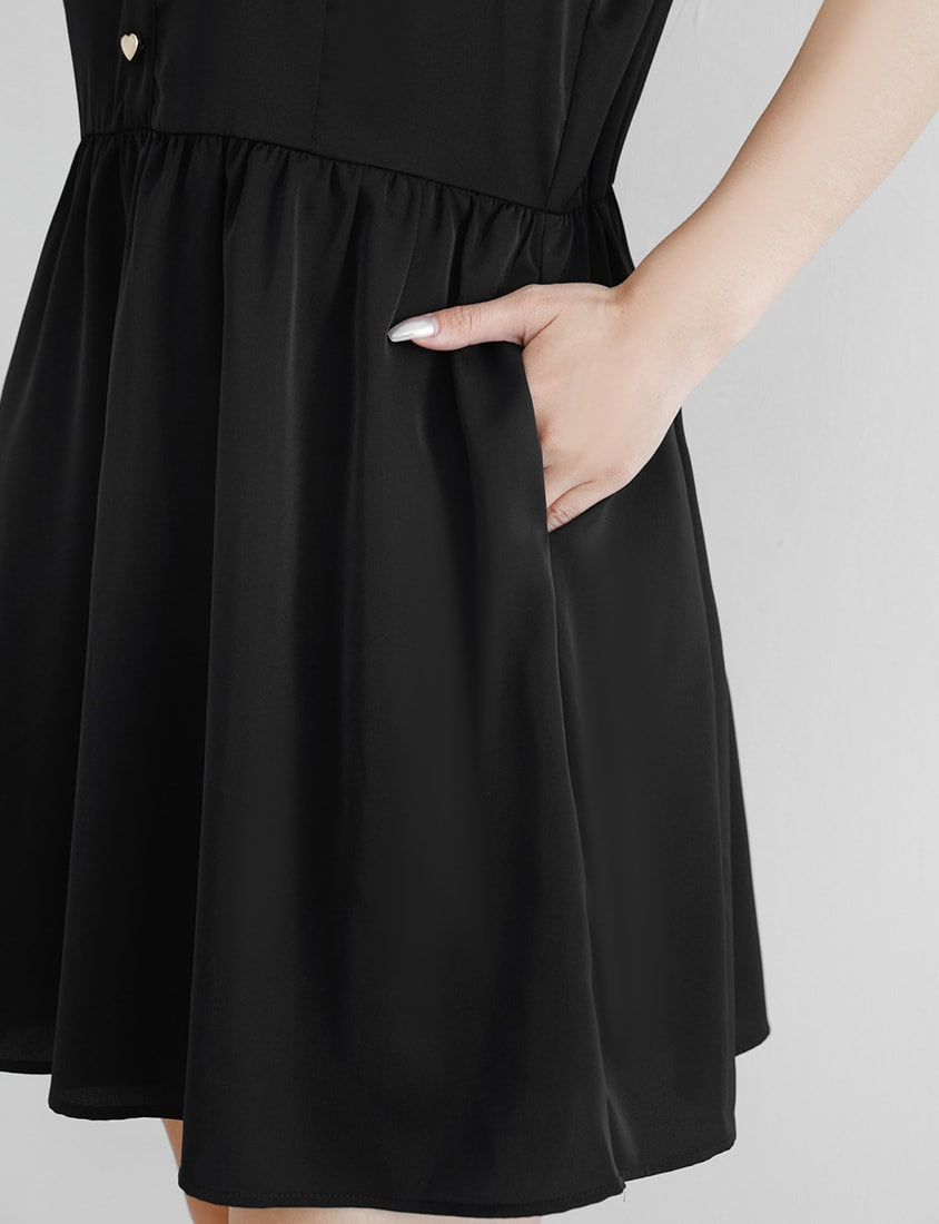 Lace Large-Collar Puff Sleeve Plus Size Mini Dress