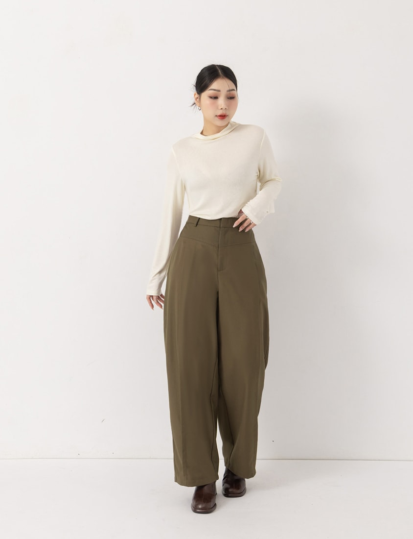 MUA! Semi Sheer TENCEL Wool Mock Neck Plus Size Long Sleeve Top